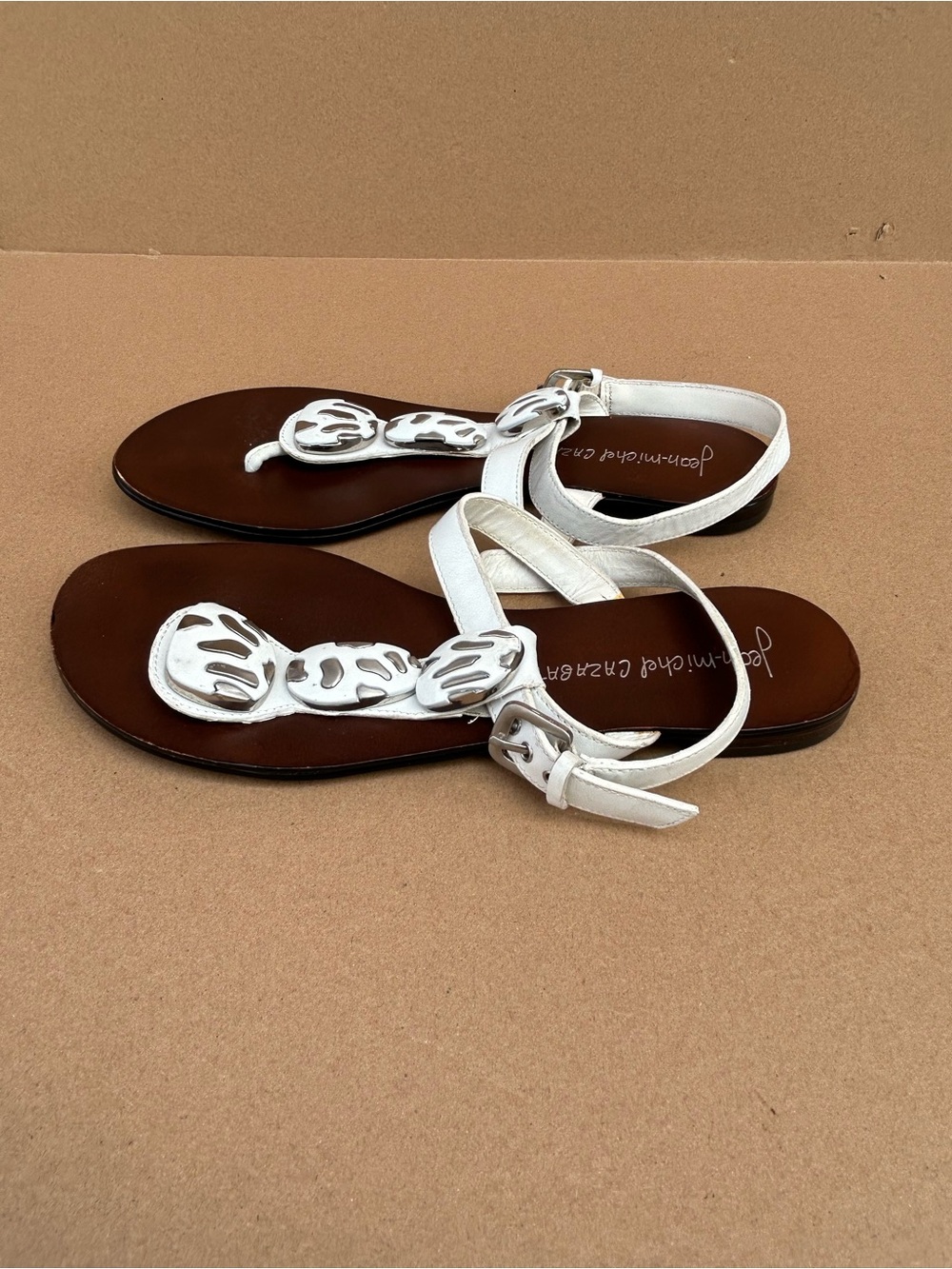 Jean Michel Cazabat Women's Talia Leather Sandals minimalist EU 38.5 US 8 white